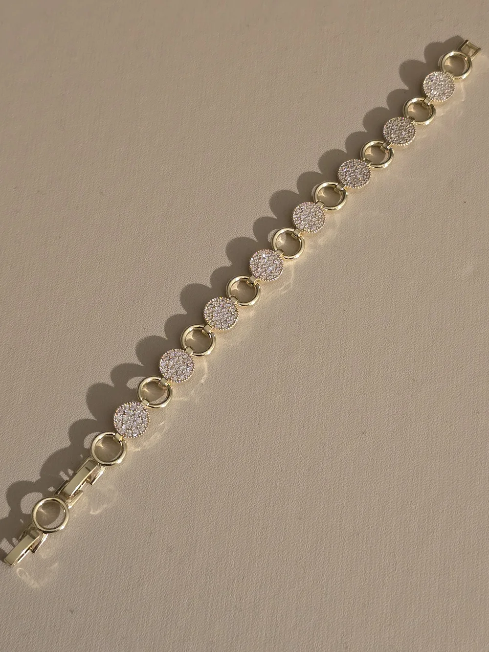 Gold-Tone Crystal Circle Link Bracelet - Women Jewelry